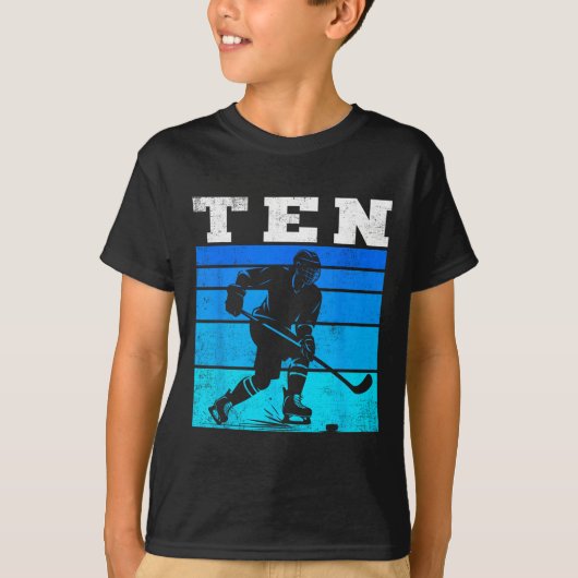 10th Birthday Ice Hockey Boys Ten Hockey Birthday  T-shirt (Voorkant)