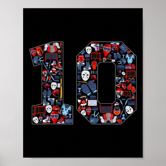 10th Birthday Ice Hockey Themed 10 Year Old Party Poster (Voorkant)