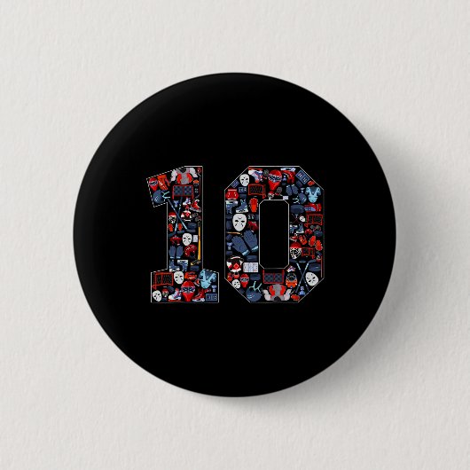 10th Birthday Ice Hockey Themed 10 Year Old Party Ronde Button 5,7 Cm (Voorkant)