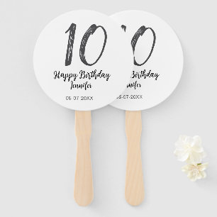 10th Birthday Naam toevoegen Datum Jaar Black sjab Handwaaier