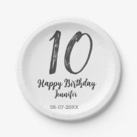 10th Birthday Naam toevoegen Datum Jaar Black sjab