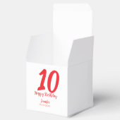 10th Birthday Naam toevoegen Datum Jaar Rode sjabl Bedankdoosjes (Geopend)