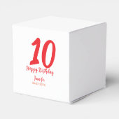 10th Birthday Naam toevoegen Datum Jaar Rode sjabl Bedankdoosjes (Achterkant)