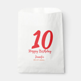 10th Birthday Naam toevoegen Datum Jaar Rode sjabl Bedankzakje