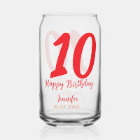 10th Birthday Naam toevoegen Datum Jaar Rode sjabl