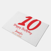 10th Birthday Naam toevoegen Datum Jaar Rode sjabl Deurmat (Schuin)