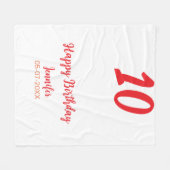 10th Birthday Naam toevoegen Datum Jaar Rode sjabl Fleece Deken (Voorkant (Horizontaal))