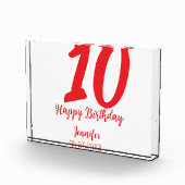 10th Birthday Naam toevoegen Datum Jaar Rode sjabl Fotoblokken (Rechts)