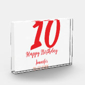 10th Birthday Naam toevoegen Datum Jaar Rode sjabl Fotoblokken (Links)