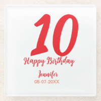 10th Birthday Naam toevoegen Datum Jaar Rode sjabl