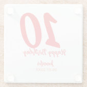 10th Birthday Naam toevoegen Datum Jaar Rode sjabl Glazen Onderzetter (Achterkant)