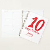 10th Birthday Naam toevoegen Datum Jaar Rode sjabl Planner (Display)