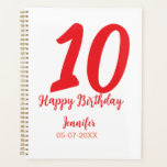 10th Birthday Naam toevoegen Datum Jaar Rode sjabl Planner<br><div class="desc">bewerkbaar ontwerp</div>