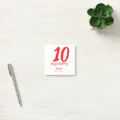 10th Birthday Naam toevoegen Datum Jaar Rode sjabl Post-it® Notes (Kantoor)