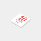 10th Birthday Naam toevoegen Datum Jaar Rode sjabl Post-it® Notes (Schuin)