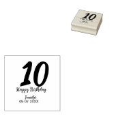 10th Birthday Naam toevoegen Datum Jaar Rode sjabl Rubberstempel (Gestempeld)