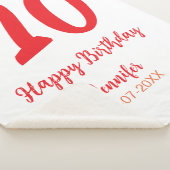 10th Birthday Naam toevoegen Datum Jaar Rode sjabl Sherpa Deken (3/4)