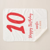 10th Birthday Naam toevoegen Datum Jaar Rode sjabl Sherpa Deken (Voorkant (horizontaal))