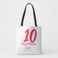 10th Birthday Naam toevoegen Datum Jaar Rode sjabl
