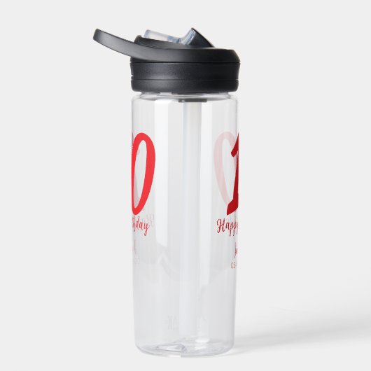 10th Birthday Naam toevoegen Datum Jaar Rode sjabl Waterfles (Rechts)