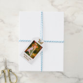 10th birthday photo name date simple brown beige b cadeaulabel (Met Touw)