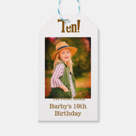 10th birthday photo name date simple brown beige b cadeaulabel