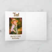 10th birthday photo name date simple brown beige b kaart (Binnen)