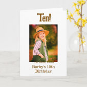 10th birthday photo name date simple brown beige b kaart (Gele Bloem)