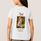 10th birthday photo name date simple brown beige b Tri-Blend shirt (Achterkant)