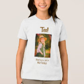 10th birthday photo name date simple brown beige b Tri-Blend shirt (Voorkant)