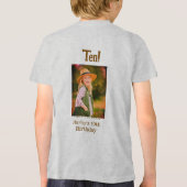 10th birthday photo name date simple brown beige b Tri-Blend shirt (Achterkant)