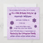 10th Birthday Purple Flowers Custom Name W686 Kaart (Achterkant)