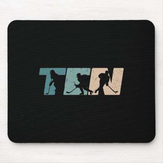 10th Birthday Retro Ice Hockey 10 Years Old Boy Gi Muismat (Voorkant)