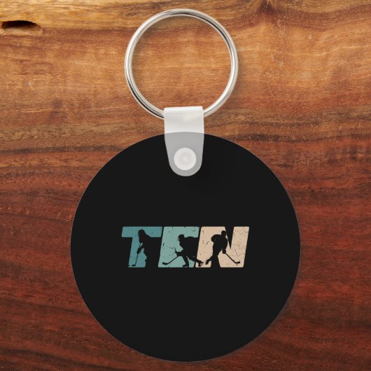 10th Birthday Retro Ice Hockey 10 Years Old Boy Gi Sleutelhanger (Voorkant)