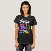 10th Birthday Shirt Girl 10 Year Old Roller Skate  (Voorkant volledig)