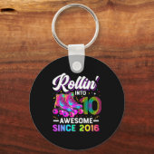 10th Birthday Shirt Girl 10 Year Old Roller Skate  Sleutelhanger (Voorkant)