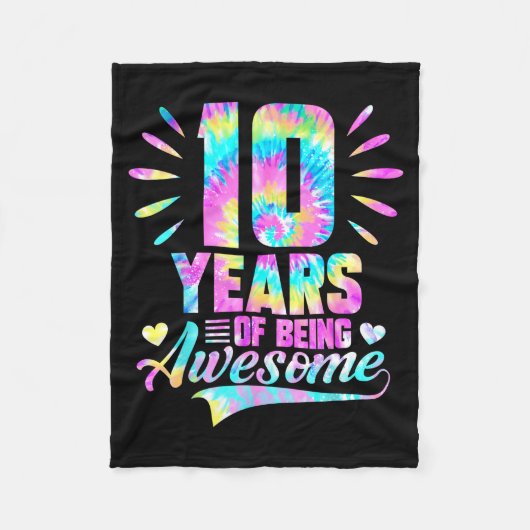 10th Birthday Tie-dye 10 Year Of Being Awesome  Fleece Deken (Voorkant)
