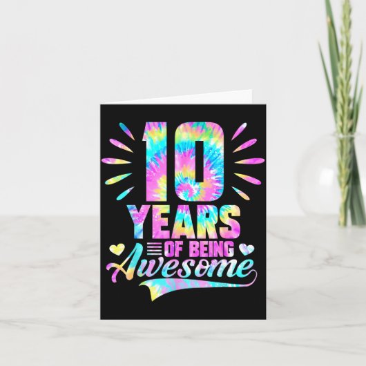 10th Birthday Tie-dye 10 Year Of Being Awesome Kaart (Voorkant)