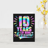 10th Birthday Tie-dye 10 Year Of Being Awesome Kaart (Gele Bloem)