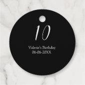 10th birthday white black name date calligraphy  bedankjes labels (Achterkant)