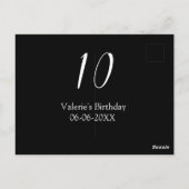 10th birthday white black name date calligraphy  briefkaart (Achterkant)