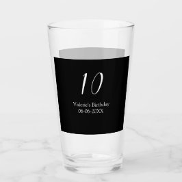 10th birthday white black name date calligraphy  glas