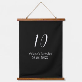 10th birthday white black name date calligraphy  hangend wandkleed