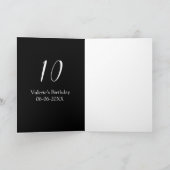 10th birthday white black name date calligraphy  kaart (Binnen)