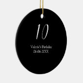 10th birthday white black name date calligraphy  keramisch ornament (Rechts)