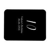 10th birthday white black name date calligraphy  magneet (Horizontaal)