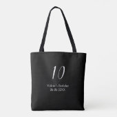 10th birthday white black name date calligraphy  tote bag (Achterkant)
