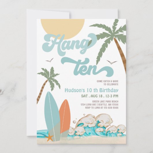 10th Boy Surf Surfen Verjaardag Strandfeest Kaart (Voorkant)