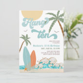 10th Boy Surf Surfen Verjaardag Strandfeest Kaart (Staand voorkant)