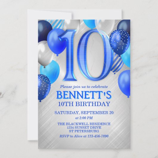 10th Boys Blue Verjaardag Uitnodiging (Voorkant)